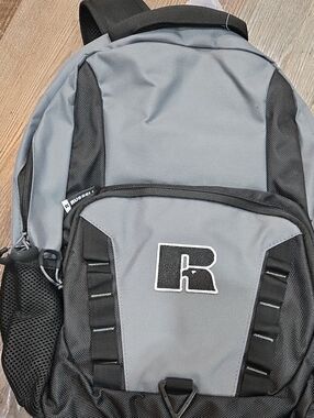 Russell Athletic Gray and Black Men's Backpack with Front Logo